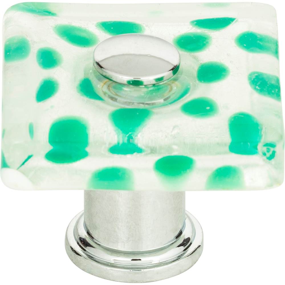 Atlas Emerald Polka Dot Glass Knob 1 1/2 Inch Polished Chrome