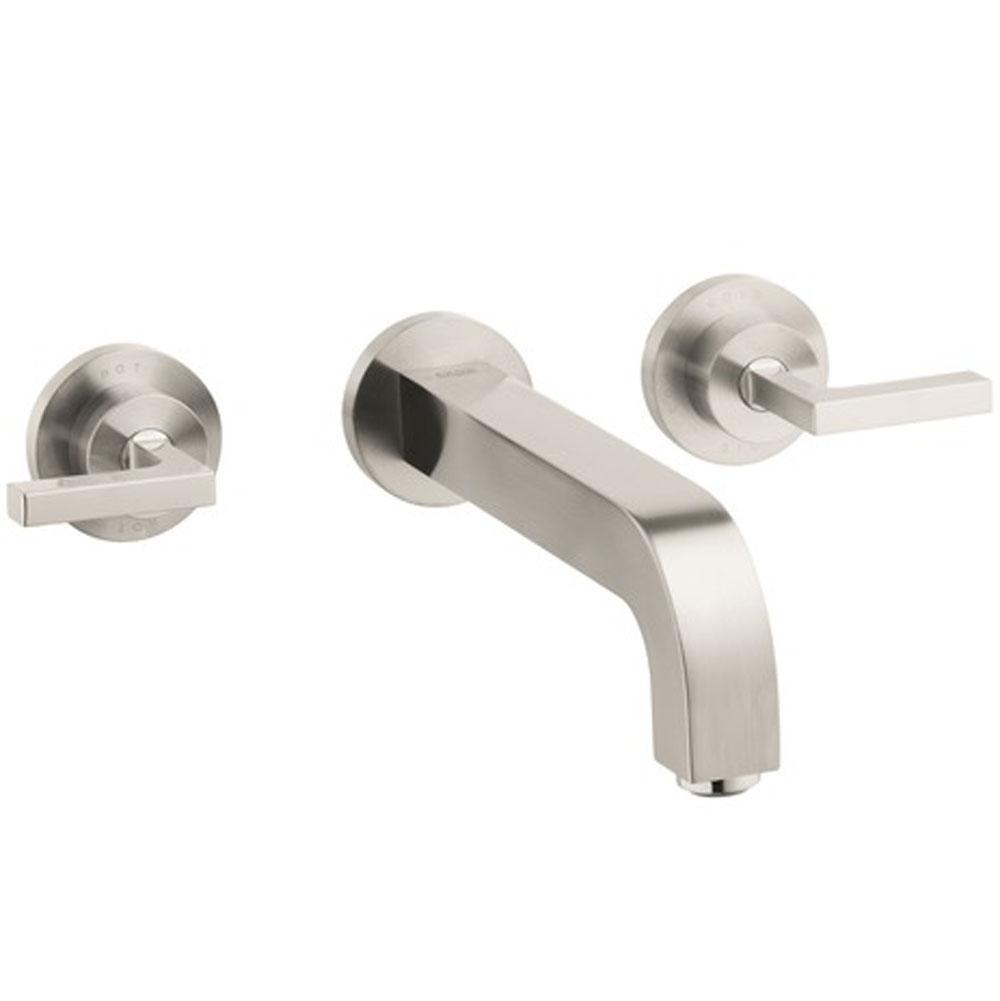 Axor Citterio Wall-Mounted Widespread Faucet Trim with Lever Handles, 1.2 GPM in Brushed Nickel