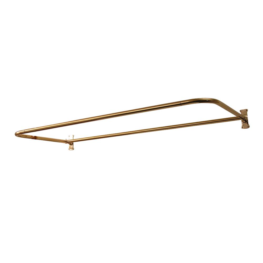 Barclay 4145 ''D'' Shower Rod, 54 x 26'', w/Flanges, Polished Brass