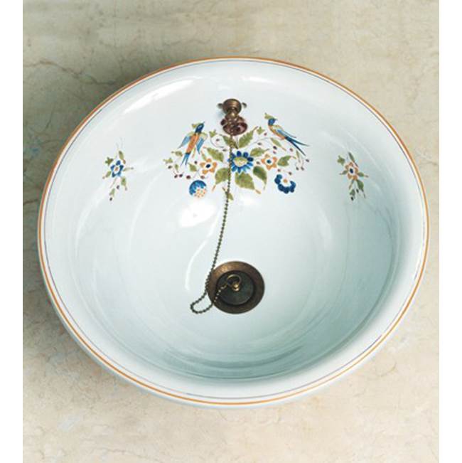 Herbeau ''Sambre'' Ceramic Round Countertop Lavatory Bowl in Moustier Rose