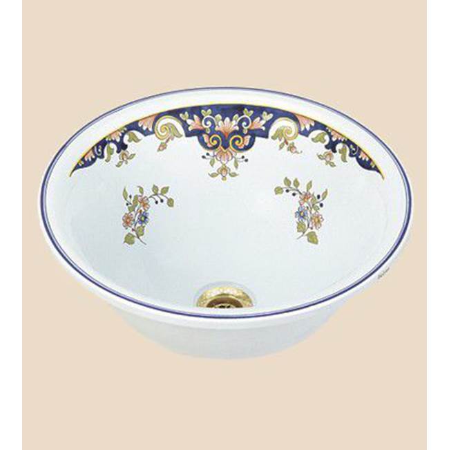 Herbeau ''Sambre'' Ceramic Round Countertop Lavatory Bowl in Berain Vert