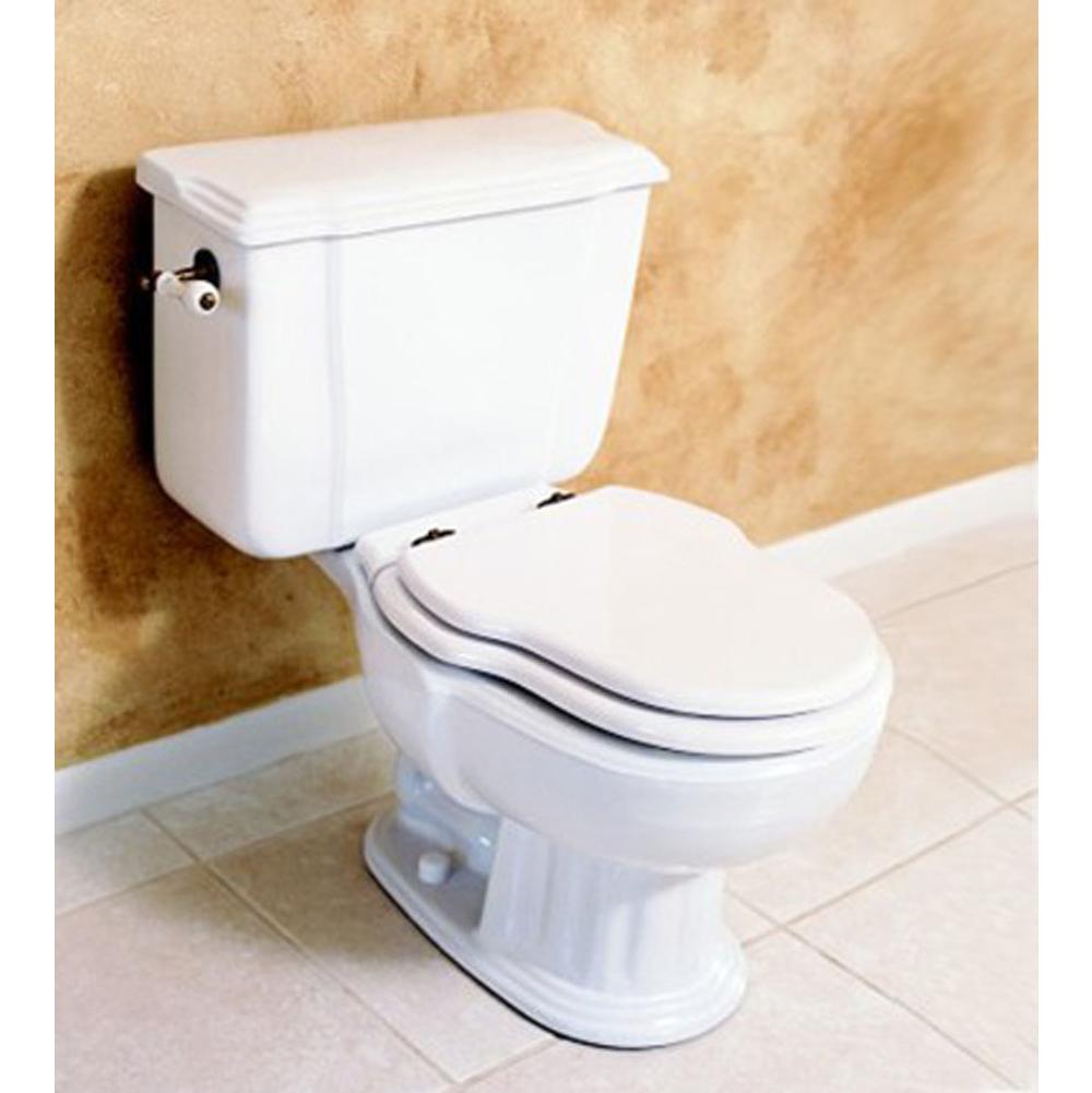 Herbeau ''Charleston''/''Carla'' Toilet Seat and Cover Only in Plain White, Brushed Nickel