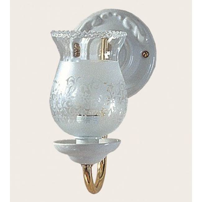 Herbeau ''Charleston'' Wall Light in White, Antique Lacquered Copper