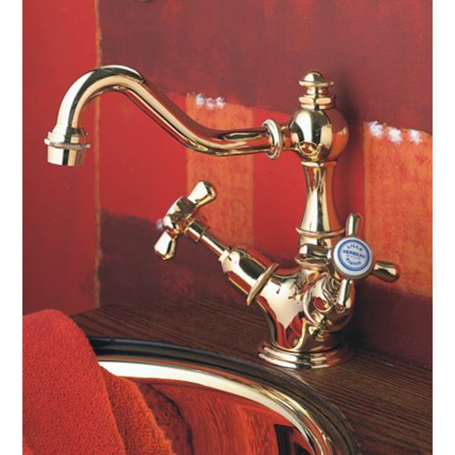 Herbeau ''Royale'' Single-Hole Basin Mixer without Pop-Up Waste in Polished Black Nickel