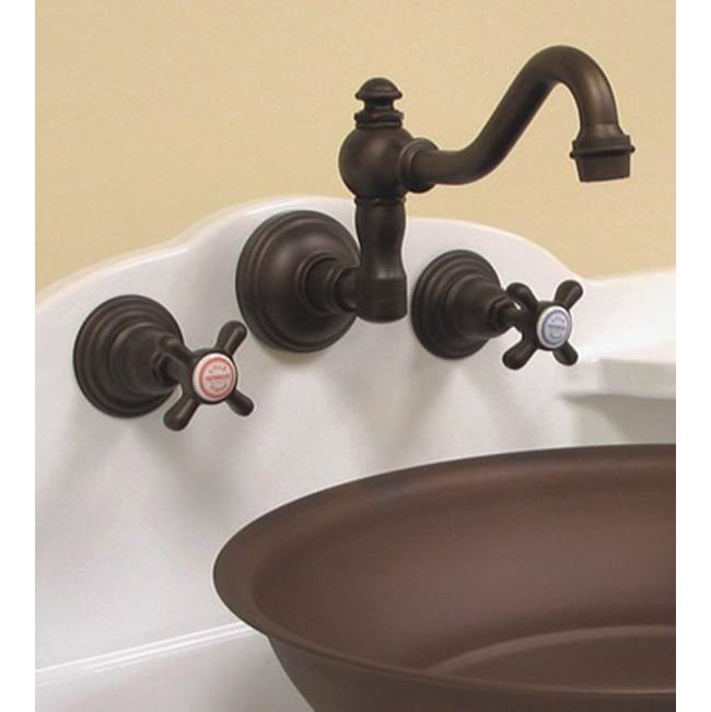 Herbeau ''Royale'' Wall Mounted 3 Hole Set Without Waste in Matte Black Nickel