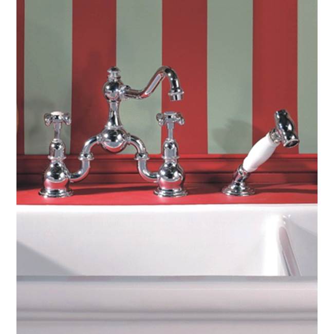 Herbeau ''Royale'' 2 Hole Kitchen Mixer with Handspray in White Handspray Handle, Lacquered Polished Black Nickel