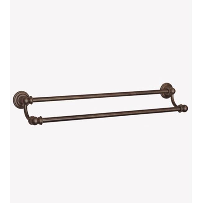 Herbeau ''Royale''  Double Towel Bar in Antique Lacquered Brass