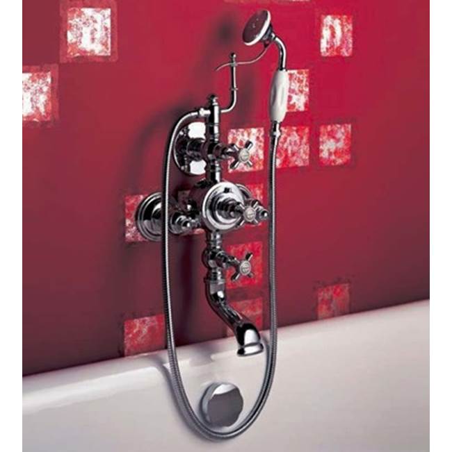 Herbeau ''Royale'' Exposed Tub and Shower Thermostatic Mixer Wall Mounted in Polished Lacquered Copper