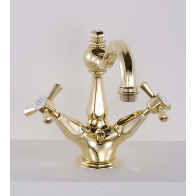 Herbeau ''Monarque'' Single-Hole Basin Mixer Without Pop-Up in Antique Lacquered Brass