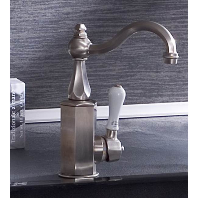 Herbeau ''Monarque'' Single Lever Mixer With Ceramic Cartridge in White Handle, Brushed Nickel