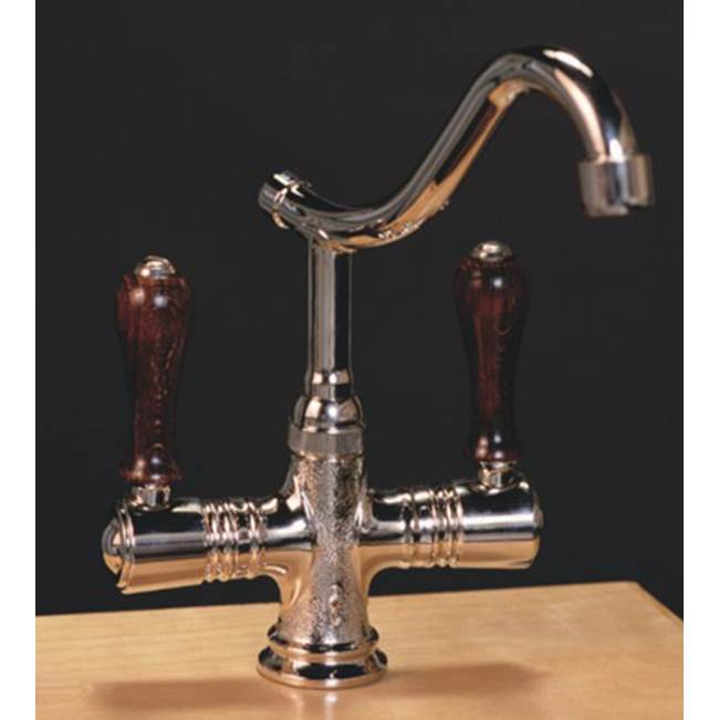 Herbeau ''Namur'' Single-Hole Kitchen / Bar / Lavatory Mixer in Wooden Handles, Lacquered Polished Black Nickel