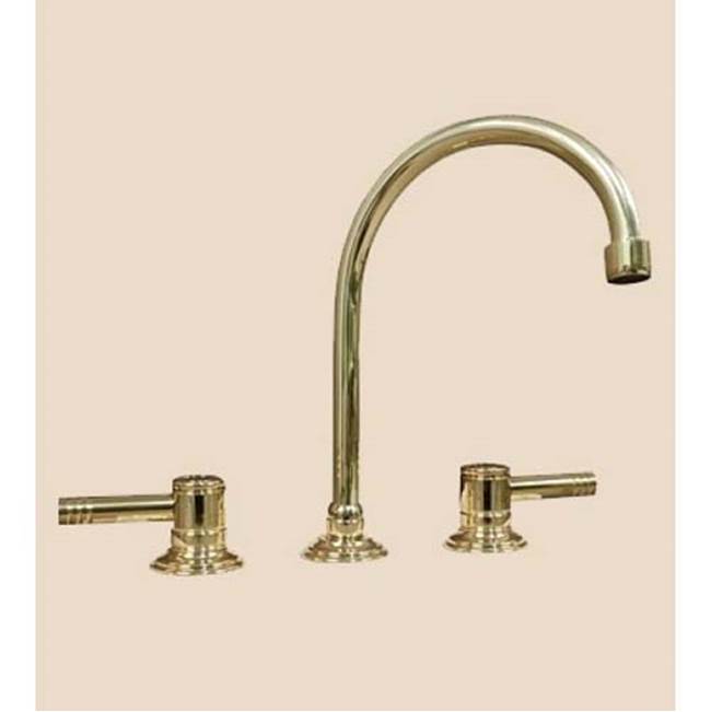 Herbeau ''Lille'' 3-Hole Lavatory Mixer with Ceramic Cartridge in Antique Lacquered Brass
