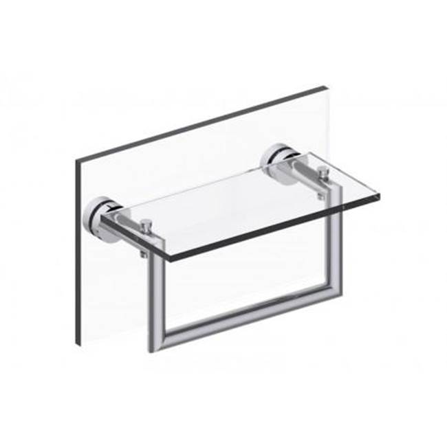 Kartners OSLO - 10-inch Glass Shelf with Towel Rail Through Glass-Polished Gold