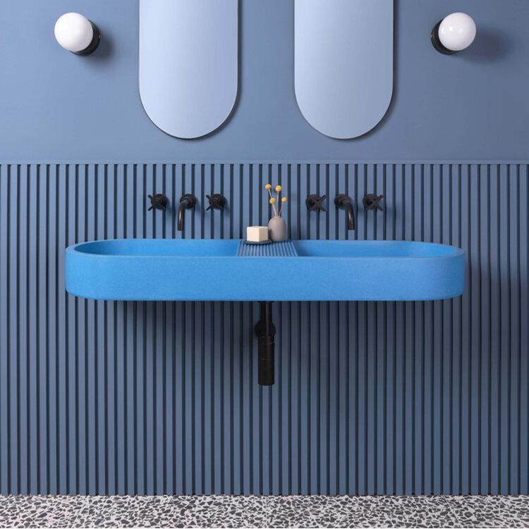Kast Concrete Basins Aura Double Dual Mount Bathroom Sinks