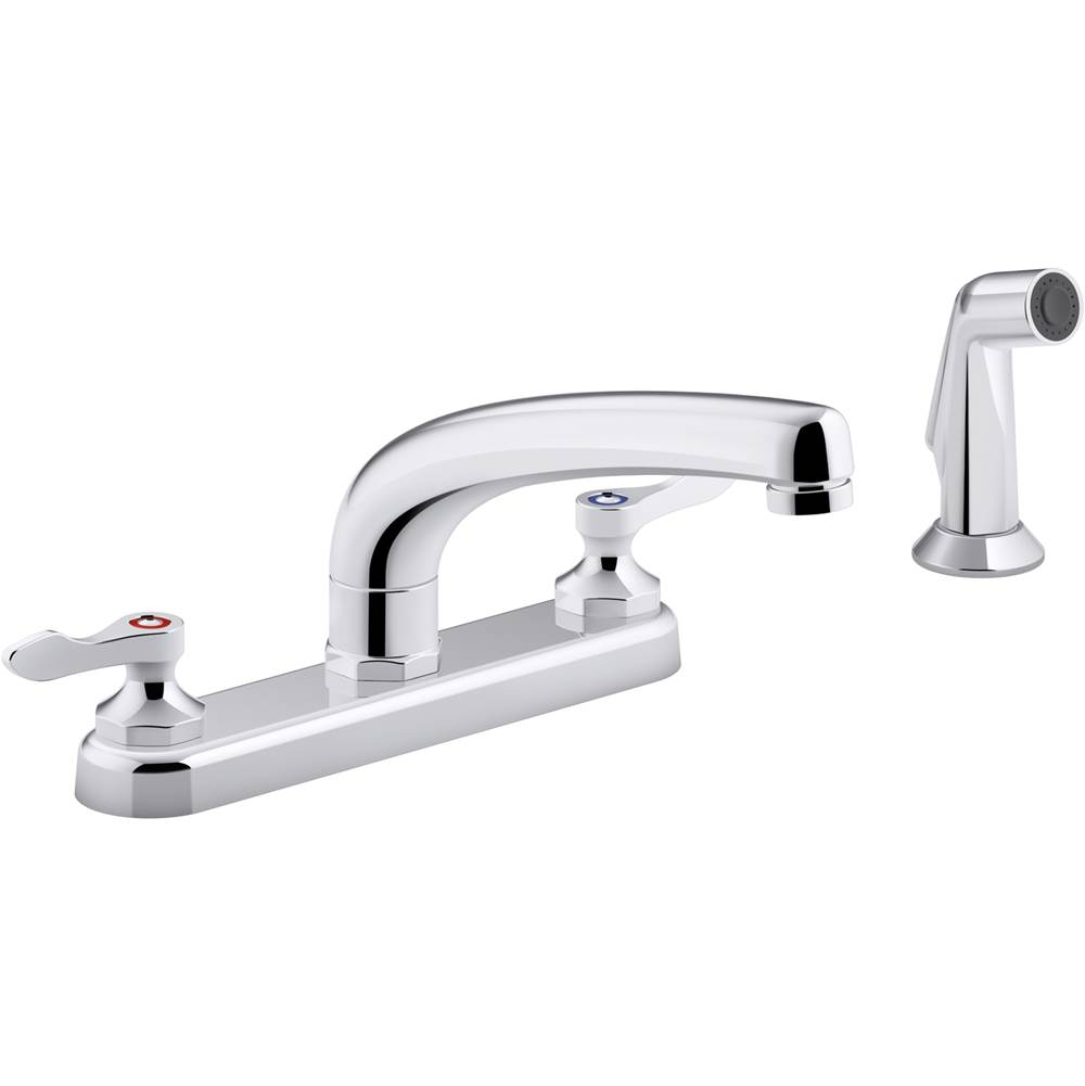 Kohler Triton® Bowe® 1.5 gpm kitchen sink faucet with 8-3/16'' swing spout, matching finish sidespray, aerated flow and lever handles