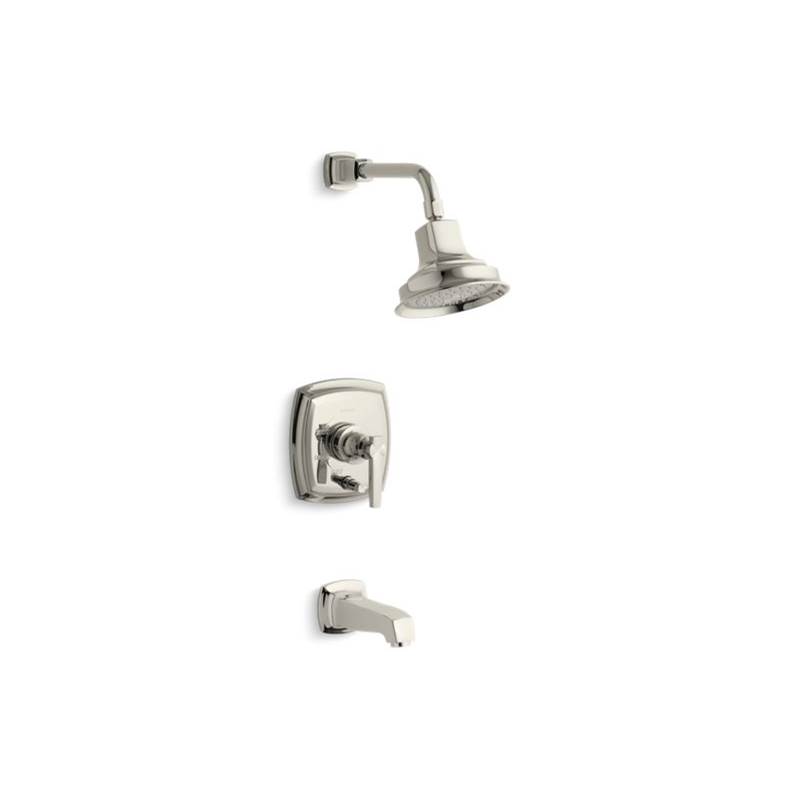 Kohler Margaux® Rite-Temp(R) pressure-balancing bath and shower faucet trim with push-button diverter and lever handle, valve not included