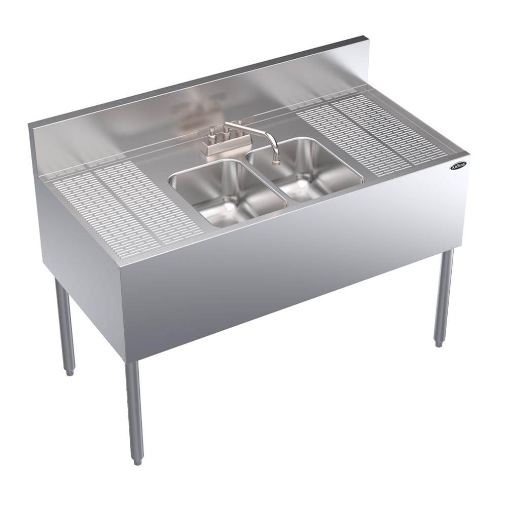 Krowne Krowne Royal 2400  Series, 48'' Two Compartment Underbar Sink With Bowls Centered. 24'' Deep