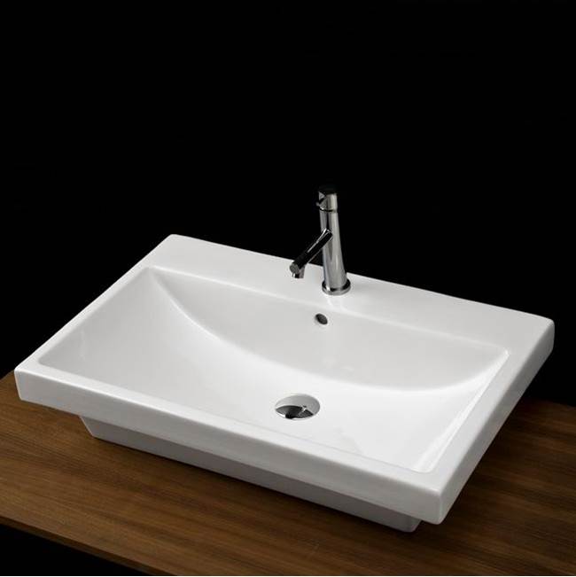 Lacava wall-mounted porcelain Bathroom Sink with overflow with 01 - one faucet hole, 02 - two faucet holes, 03 - three faucet holes in 8'' spread.