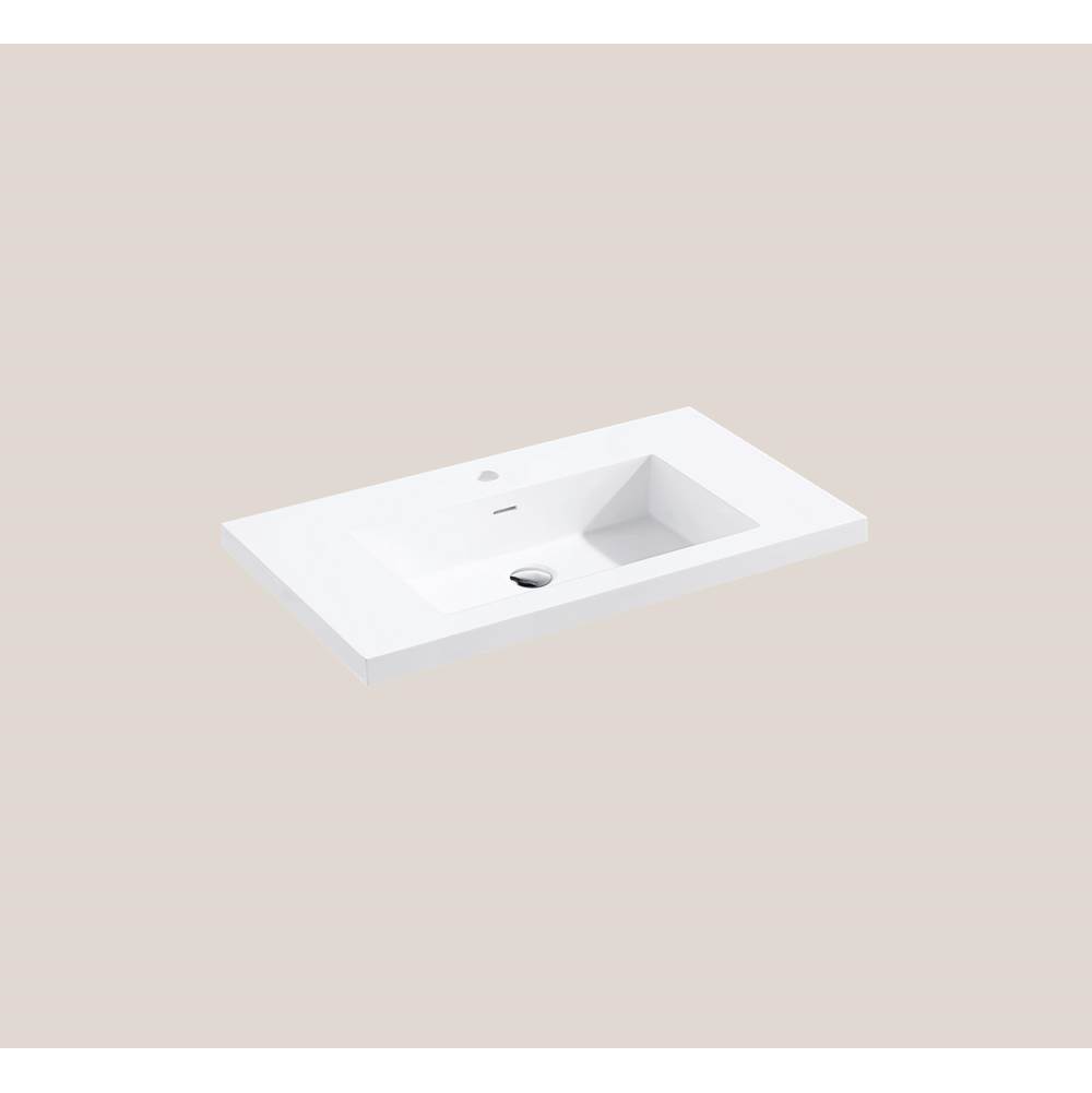 Madeli Urban-22 42''W Solid Surface, Top/Basin. Glossy White, No Faucet Hole. W/Overflow, Basin Depth: 5-3/4'', 41-7/8'' X 22-3/16'' X 2''
