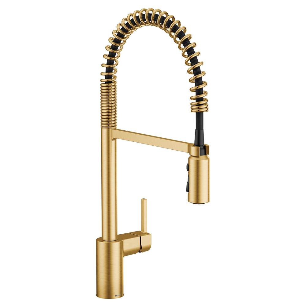Moen Moen 5923SRS Align One Handle Pre-Rinse Spring Pulldown Kitchen Faucet with Power Boost, Brushed Gold
