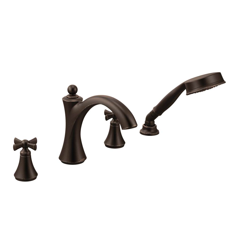 Moen Wynford 2-Handle Deck-Mount Roman Tub Faucet with Handshower in Oil Rubbed Bronze
