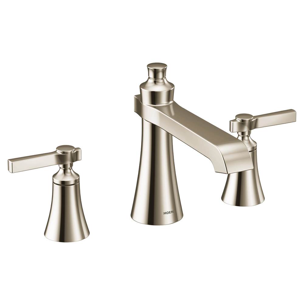 Moen Flara 2-Handle Deck-Mount Roman Tub Faucet Trim Kit with Lever Handles in Polished Nickel (Valve Sold Separately)