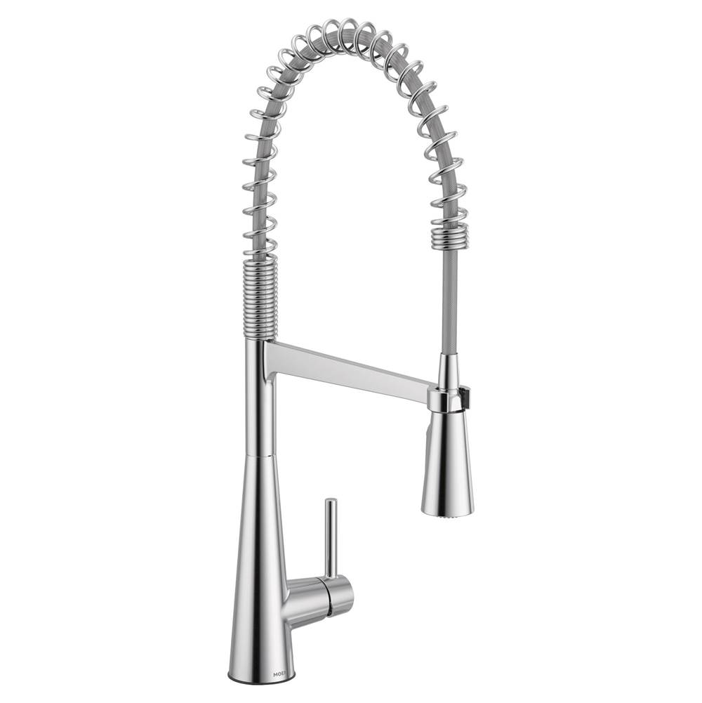 Moen Sleek One Handle Pre-Rinse Spring Pulldown Kitchen Faucet with Power Boost, Chrome
