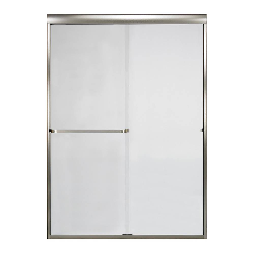 Mustee And Sons Frameless Bypass Door with Clear Glass, 48'', Brushed Nickel