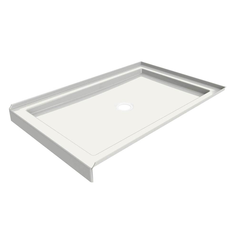 Maax B3Round 4834 Acrylic Alcove Deep Shower Base in White with Center Drain