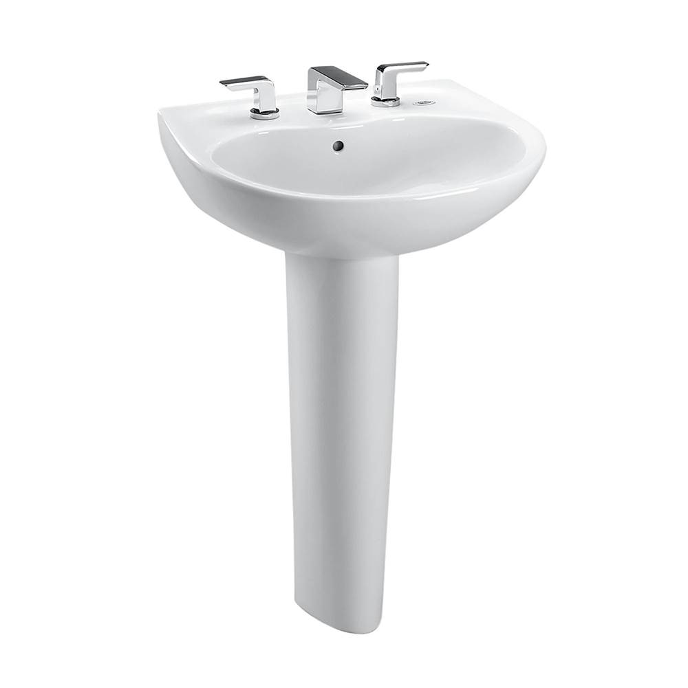 TOTO Toto® Supreme® Oval Basin Pedestal Bathroom Sink With Cefiontect For 8 Inch Center Faucets, Cotton White
