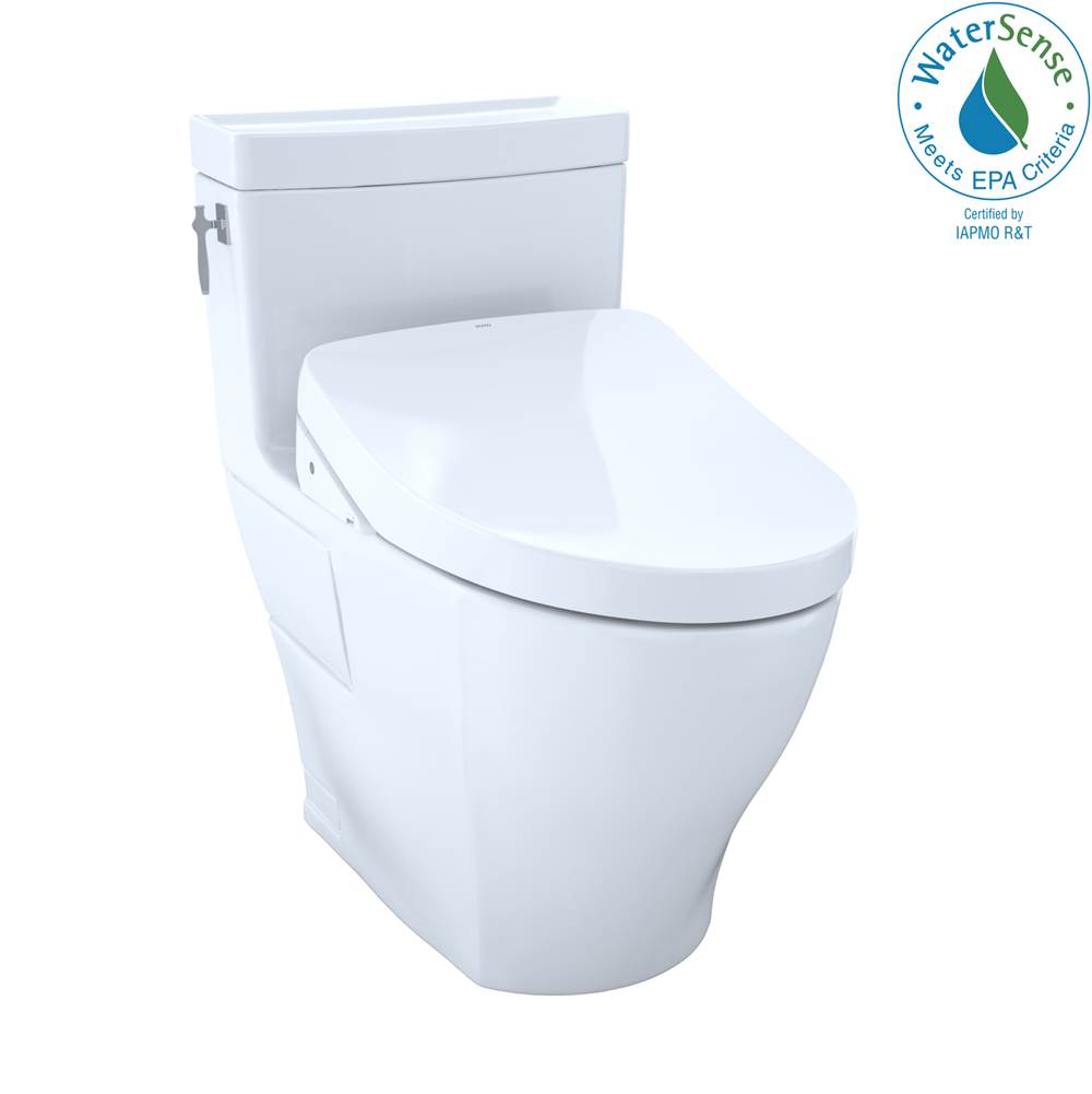 TOTO Toto Washlet+®  Aimes One-Piece Elongated 1.28 Gpf Toilet And Contemporary Washlet S550E Bidet Seat, Cotton White