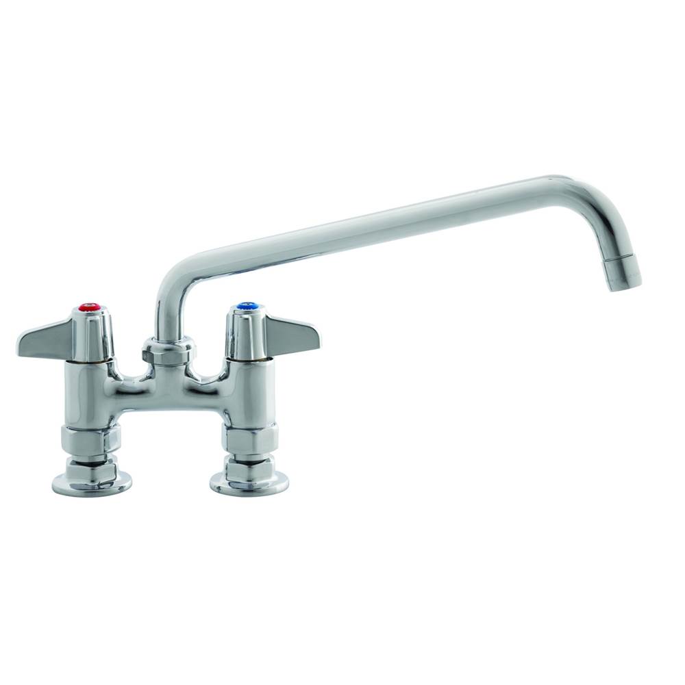 T&S Brass 4'' Deck Mount Faucet, 12'' Swing Nozzle, 2.2 GPM Aerator, Lever Handles, Supply Nipple Kit