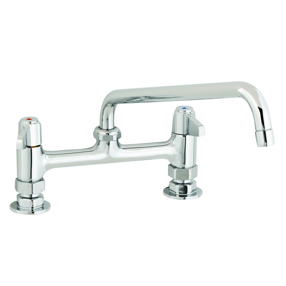 T&S Brass 8'' Deck Mount Faucet, 10'' Swing Nozzle, 2.2 GPM Aerator, Lever Handles, Supply Nipple Kit