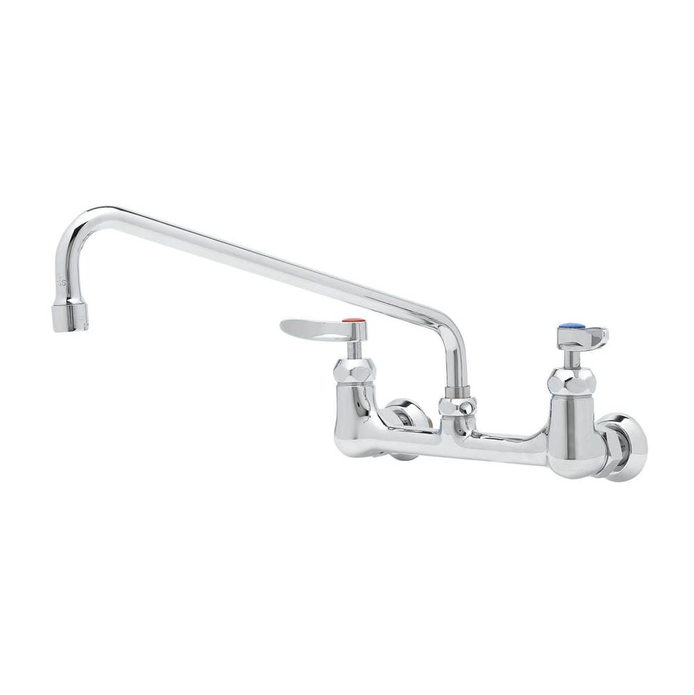 T&S Brass Double Pantry Faucet, 8'' Wall Mount, Ceramas, 12'' Swing Nozzle, 2.2 GPM Aerator, EE Inlets