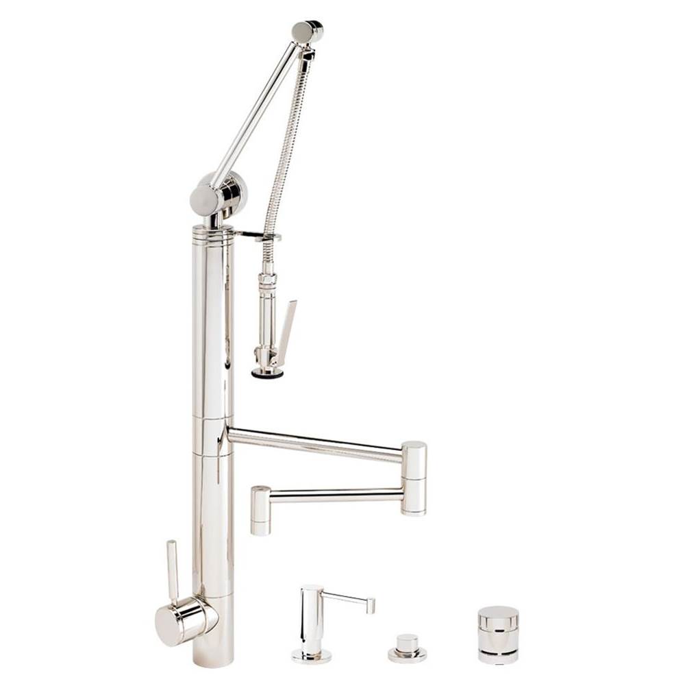 Waterstone Waterstone Contemporary Gantry Pulldown Faucet - 18'' Articulated Spout - 4pc. Suite