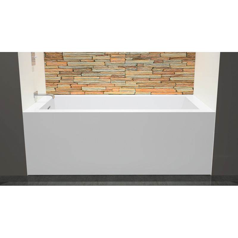 WETSTYLE Cube Bath 60 X 32 X 21 - 1 Wall - L Hand Drain - Built In Nt O/F & Sb Drain - White True High Gloss