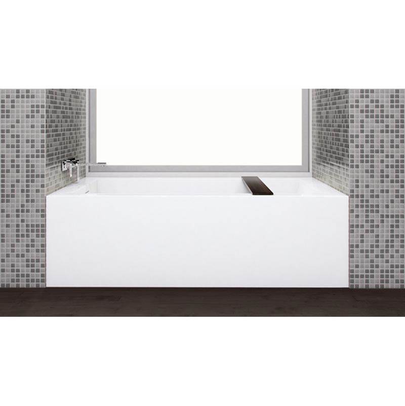 WETSTYLE Cube Bath 60 X 30 X 18 - 2 Walls - R Hand Drain - Built In Sb O/F & Drain - White True High Gloss
